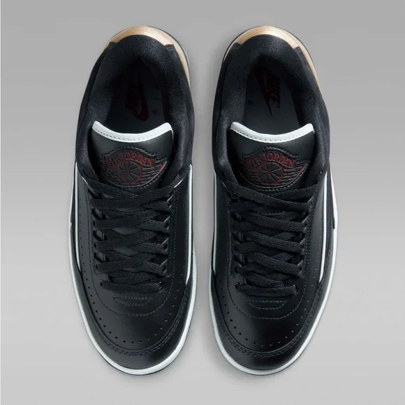 Jordan Black and Gold Sneakers Classic Low-Top Style - Picture 2 of 4